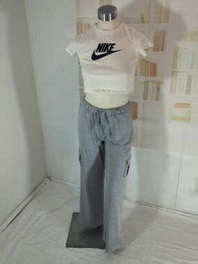 & Other Stories Gray Wide-Leg Flare Jeans with Cargo Zips